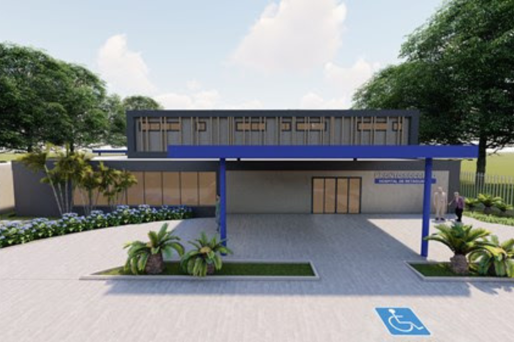 Prévia da nova fachada do Hospital de Retaguarda Foto Ilustracao
