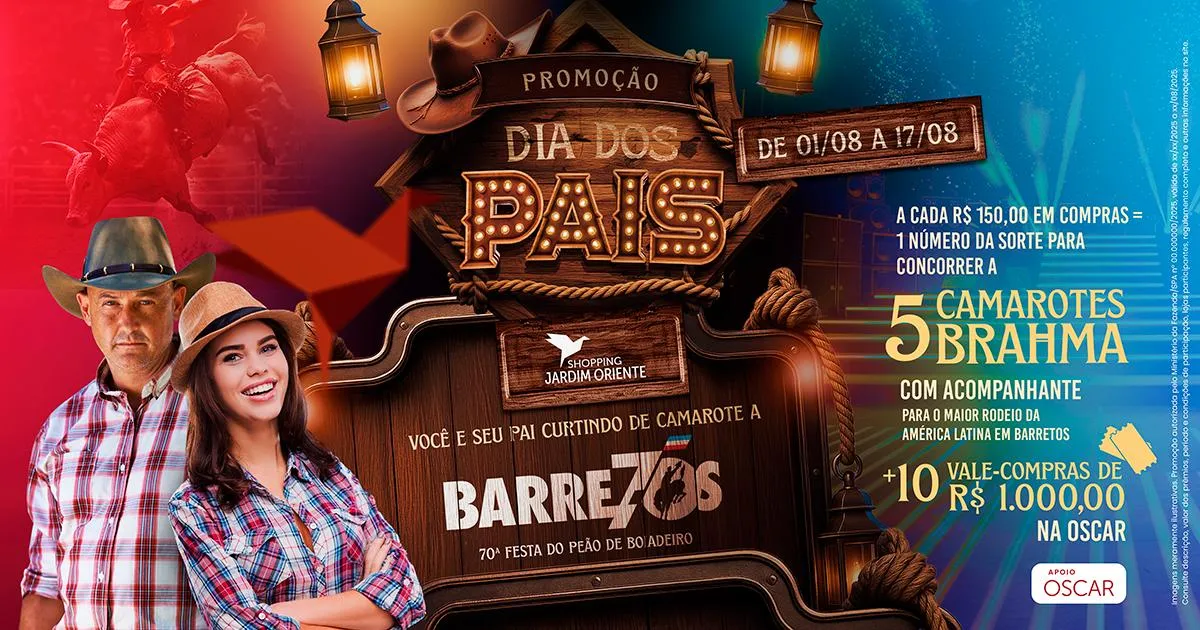 Shopping Jardim Oriente sorteia viagem com camarote VIP na Festa de Barretos