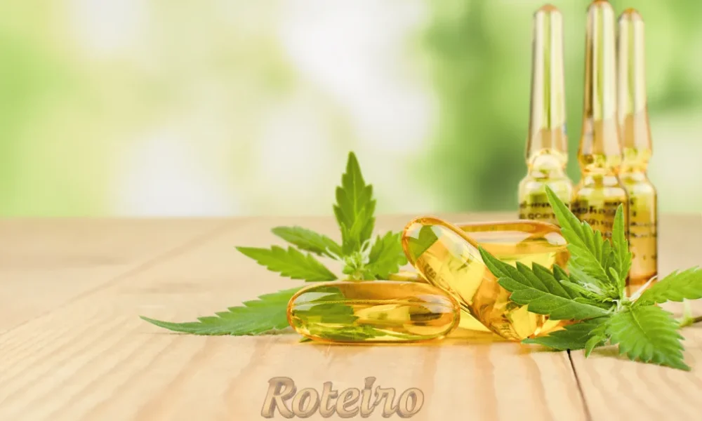 Canabis e canabidiol frascos e planta