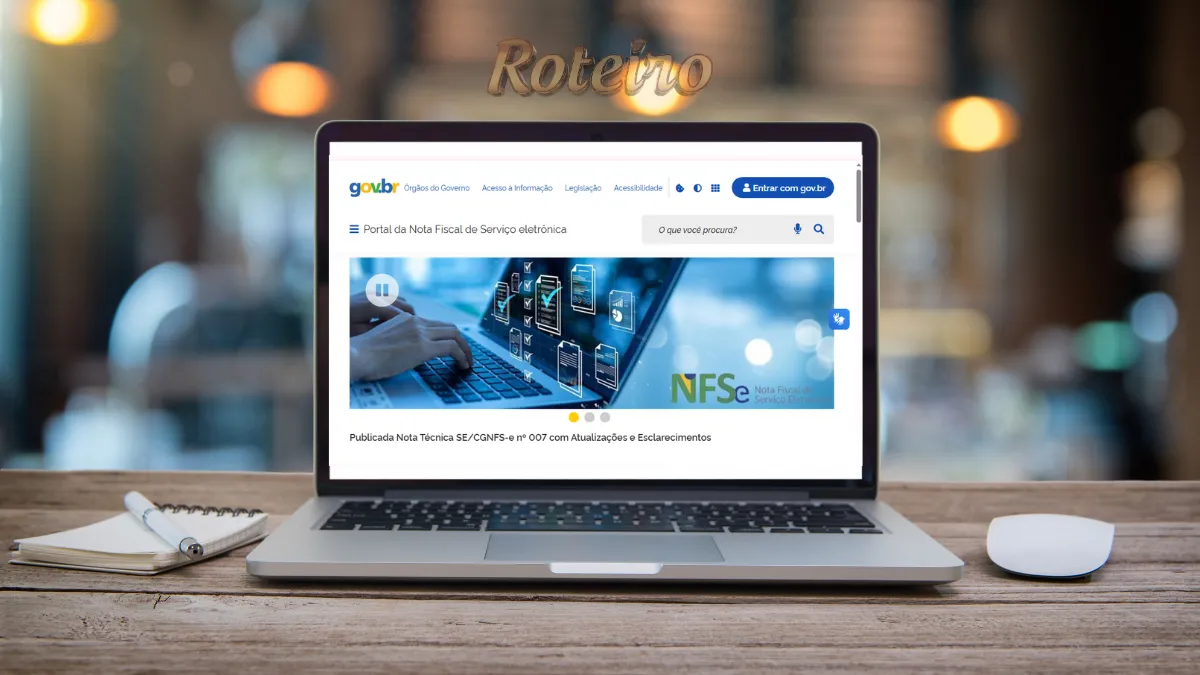 Tela de computador mostrando o portal da NFS-e Nacional para prestadores de serviços em São José dos Campos.