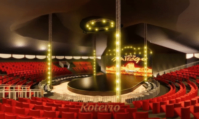 picadeiro vermelho no interior do Mirage Circus em SJC