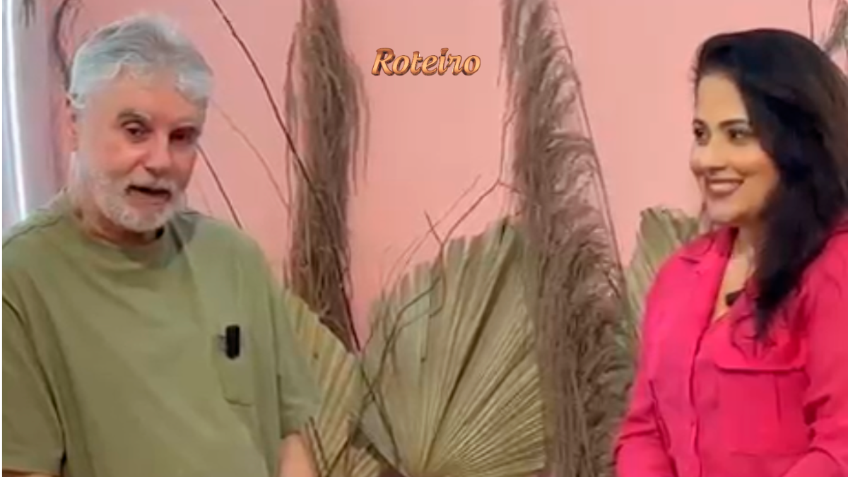 Marcio Marcondes e Elaine Calé durante gravação da coluna Figura de Ouro em São José dos Campos — Portal RoteiroSJC