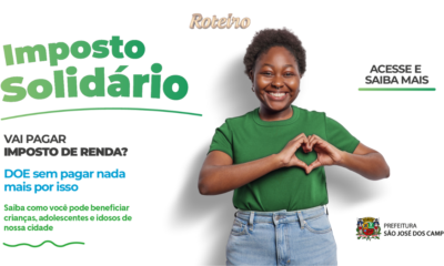 Arte da campanha Imposto Solidário da Prefeitura de São José dos Campos SJC