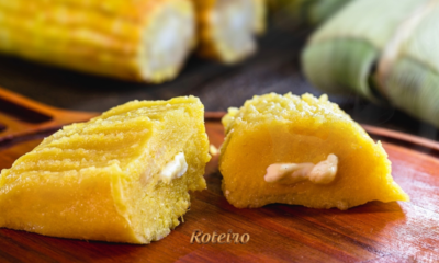 Pamonha salgada com queijo coalho servida na palha de milho para a festa junina em SJC — foto ilustrativa