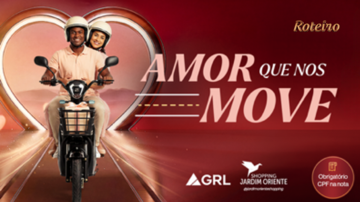 Arte da campanha Amor que nos Move do Shopping Jardim Oriente SJC para o Dia dos Namorados 2025