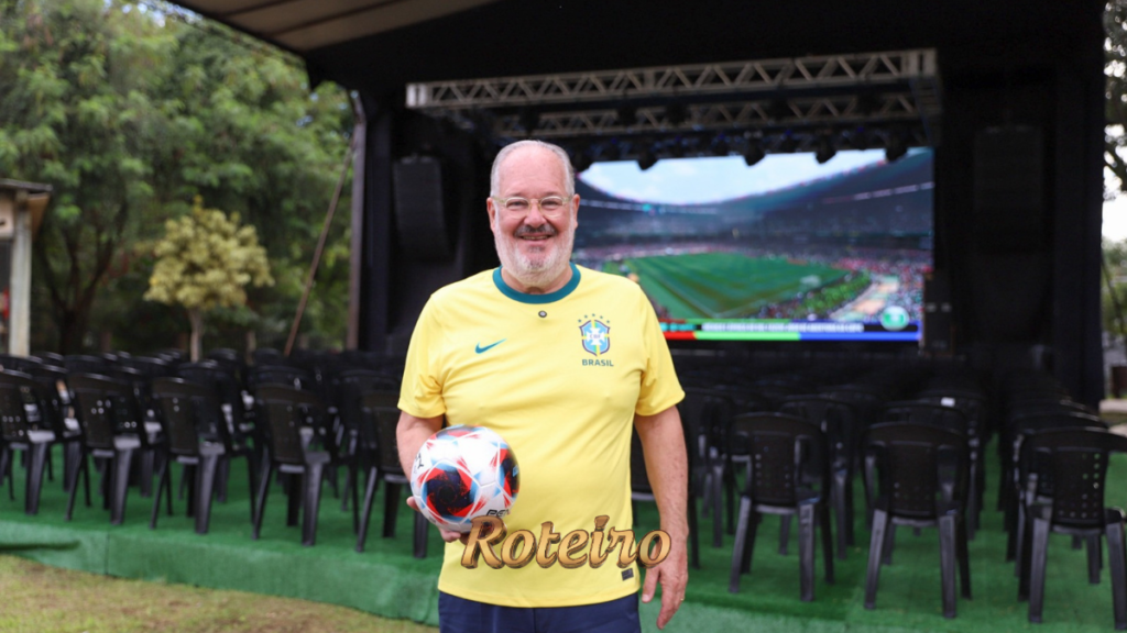 Fan Fest Guararema Copa do Mundo — público reunido no Parque Deoclésia para assistir jogos do Brasil