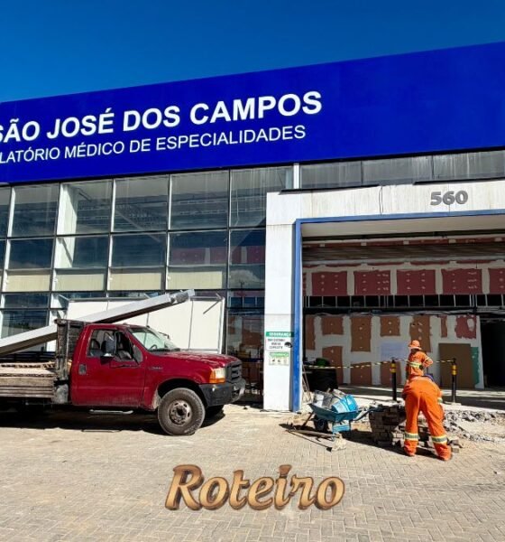 Novo AME SJC centro — fachada do prédio em obras na Avenida Nelson D'Ávila em São José dos Campos