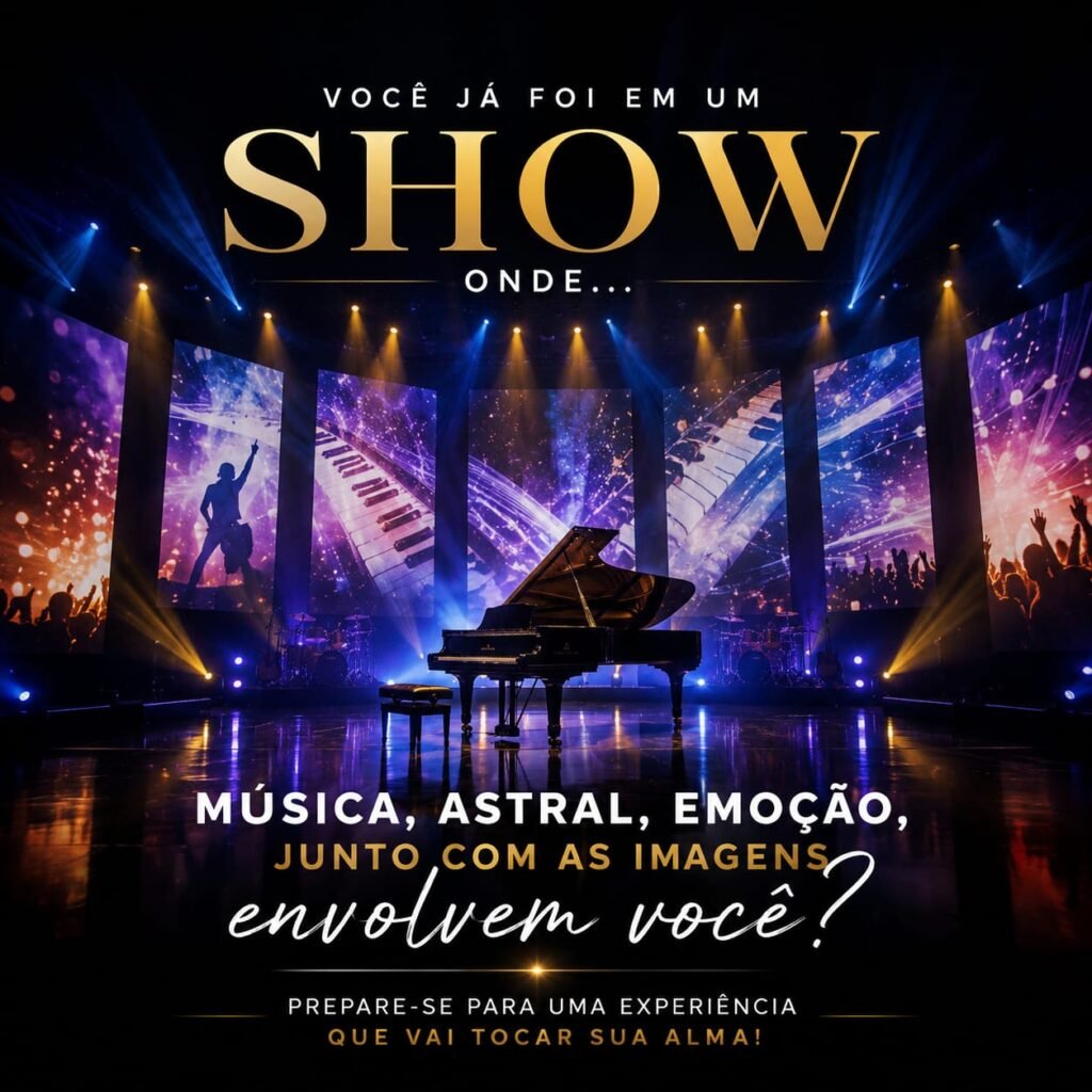 Cartaz de serviço do Piano Experience em SJC no Teatro Univap