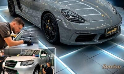 Detalhador da Nustrinks aplicando película em carro para a Expo Estética Automotiva SJC