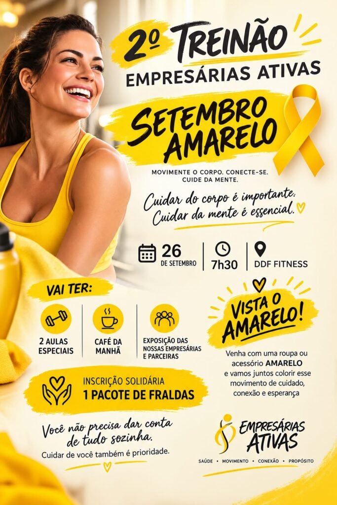 treino para mulheres empreendedoras sjc — convite para o 2º Treinão Setembro Amarelo, dia 26/09