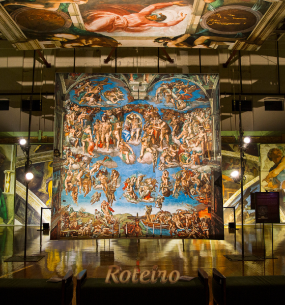 Capela Sistina CenterVale SJC - painel de O Juízo Final na exposição de Michelangelo