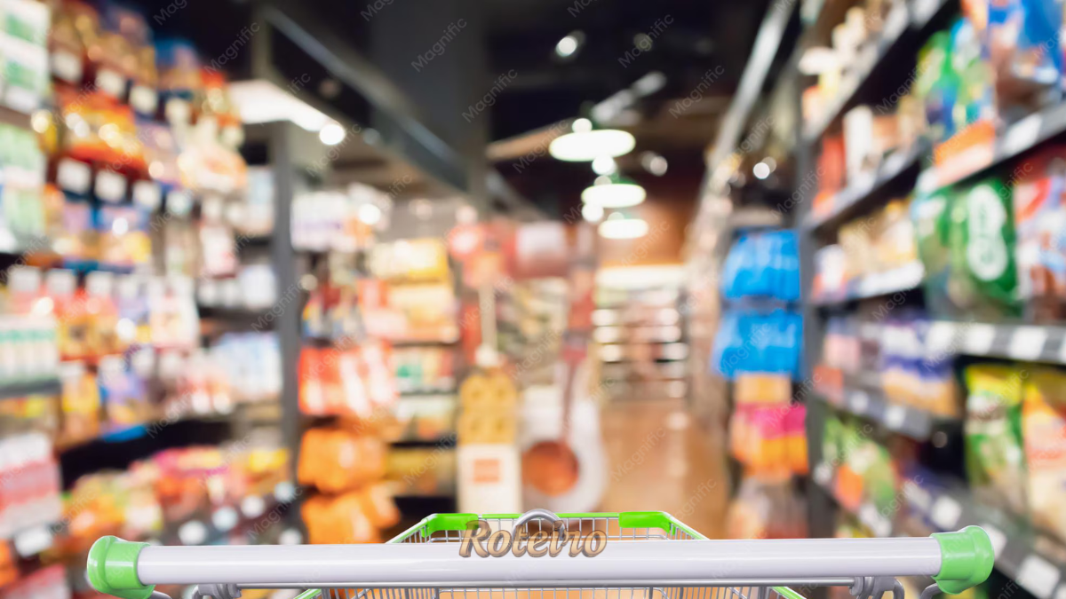Cesta básica sobe SJC: carrinho de compras com frutas e legumes