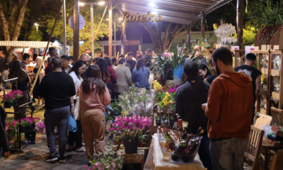 Flores e Licores Guararema: público reunido no festival à noite
