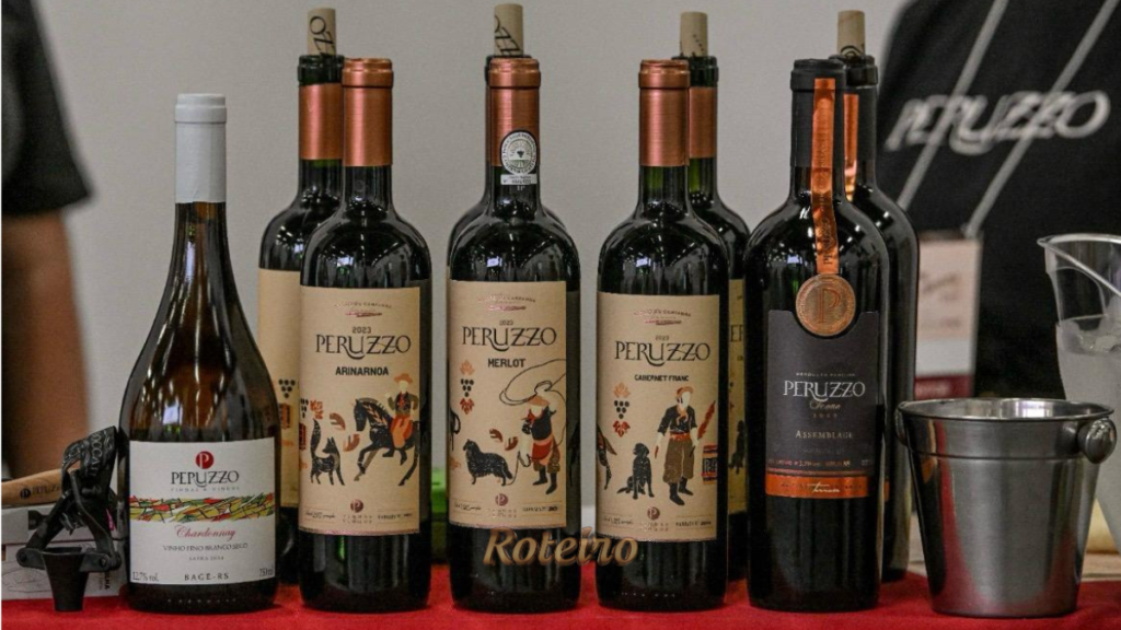 Rótulos da vinícola Peruzzo no Vinhos de Bicicleta 2026