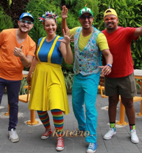 Dia das Crianças SJC: integrantes do grupo Desanja Kids, com roupas coloridas, no Shopping Jardim Oriente