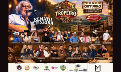 Festa do Tropeiro Taubaté cartaz com Renato Teixeira e atrações de 16 a 18 de outubro