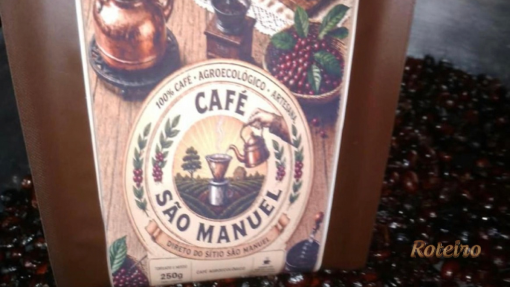 Food Vale em SJC 2026: pacote de Café São Manuel agroecológico sobre grãos torrados