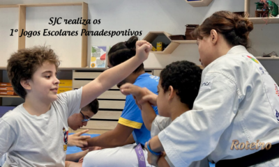 Jogos Escolares Paradesportivos SJC: alunos da Emefi Profª Palmyra Sant'anna durante aula de karatê na Vila Industrial