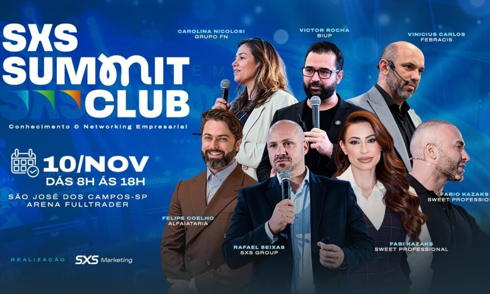 SXS Summit Club SJC – banner com os palestrantes do evento de 10 de novembro